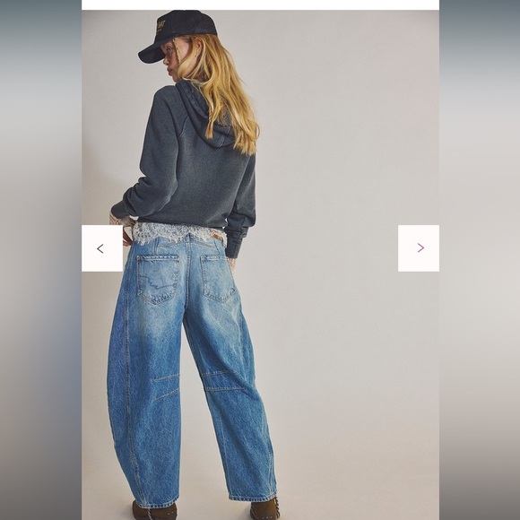 Free People We The Free Good Luck Mid-Rise Barrel Jeans 30 Ultra Light Beam NWT - Picture 2 of 5